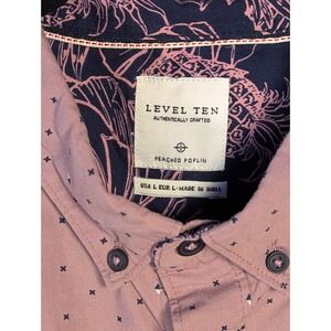Large Level Ten Short Sleeve Mauve Mens Button Front Shirt Contrast Trim Club